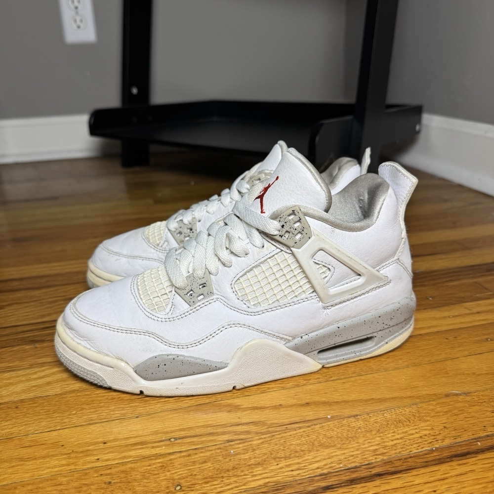 Nike Air Jordan 4 Retro White Oreo DJ4699-100 Kids GS Size 5Y Sneakers